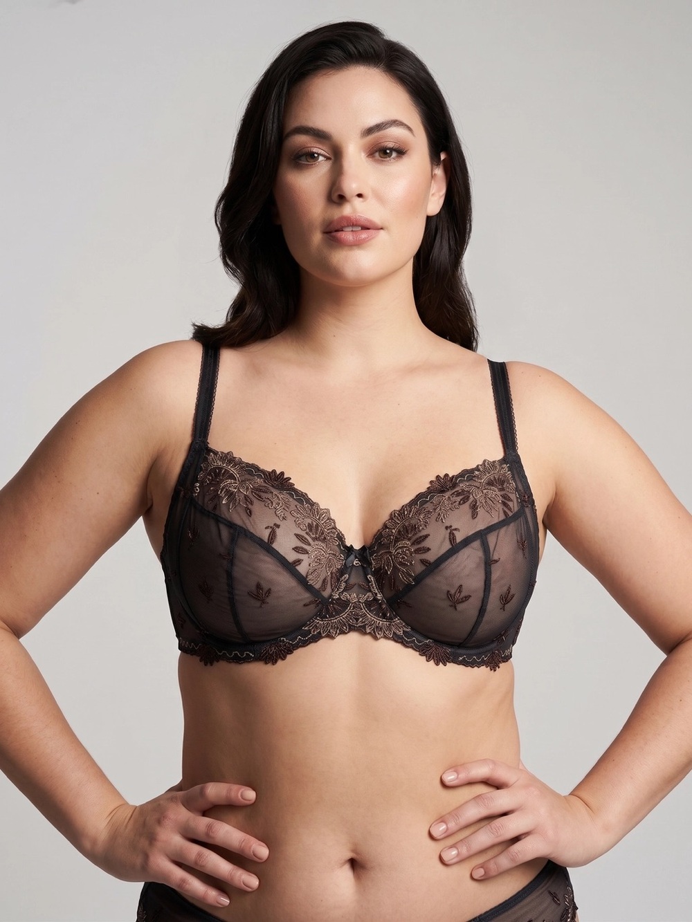 Chantelle Delicate silver gray Embroidered Sheer Underwire Bra